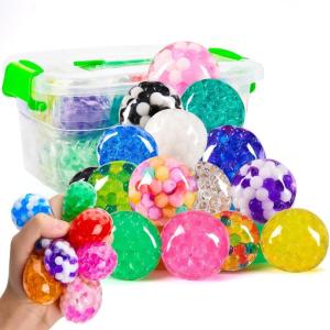 imageJOYIN Mini Stress Ball Random 9 Pack for Adults Squeeze Toy Stress Relief Ball Relieve Work Anxiety Exercise Hand Flexibility Party Favors