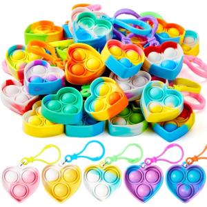imageJOYIN Round Pop Fidget Keychain 90 Pack Pop Fidget Toys Bulk Party Favors for Kids 48812 Years Halloween Goodie Bags Stuffers Back to School Gifts for Students Classroom Prizes Sensory ToysHeart