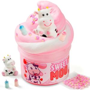 imageJOYIN Slime Party Favors Cocoa Mousse Cake Bear Slime  8 oz Soft NonSticky MessFree Stress Relief and Safe  Toys for Kids Classroom Reward Boys and Girls Birthday Gifts Party FavorsStrawberry Milk Cow