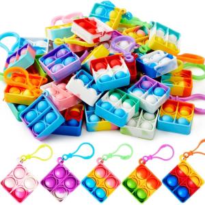 imageJOYIN Square Pop Fidget Keychain 30 Pack Pop Fidget Toys Bulk Party Favors for Kids 48812 Years Halloween Goodie Bags Stuffers Back to School Gifts for Students Classroom Prizes Sensory ToysSquare