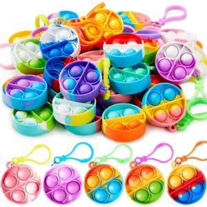 imageJOYIN Square Pop Fidget Keychain 30 Pack Pop Fidget Toys Bulk Party Favors for Kids 48812 Years Halloween Goodie Bags Stuffers Back to School Gifts for Students Classroom Prizes Sensory ToysRound