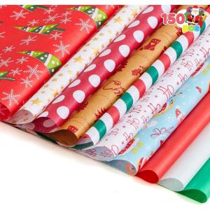 imageJoiedomi 150 Sheets Christmas Tissue Paper Assorted Design Easy and Fast Gift Wrapping Accessory Perfect for present Boxes Xmas Gift Wrapping Bags and Wine Bottles