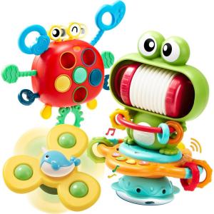 imageMusical Baby Toys  Suction Cups High Chair Toys  Spinner Teether  Keep Infant Teether from Falling  Montessori Sensory Present for Toddlers  Birthday Gifts for Baby 18 Months