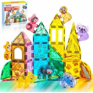 imageSYNCFUN Magnetic Building Tiles Dinosaur Set for Kids 50PCS Including 5 Cute Dinosaurs Educational STEM Toy for Boys ampamp Girls Ages 35 48 Christmas Birthday Party Gift for ToddlersAnimal
