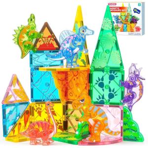 imageSYNCFUN Magnetic Building Tiles Dinosaur Set for Kids 50PCS Including 5 Cute Dinosaurs Educational STEM Toy for Boys ampamp Girls Ages 35 48 Christmas Birthday Party Gift for ToddlersDinosaur