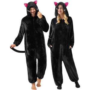 imageSpooktacular Creations Halloween Dalmatian Dragon Triceratop Unisex Pajama Adult Animal Costume Halloween Costume PartyBlack Cat