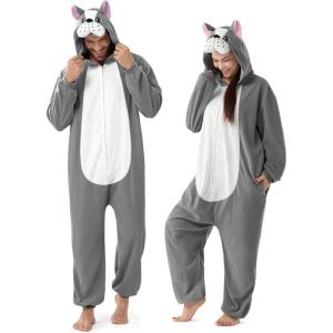 imageSpooktacular Creations Halloween Dalmatian Dragon Triceratop Unisex Pajama Adult Animal Costume Halloween Costume PartyGrey Bulldog