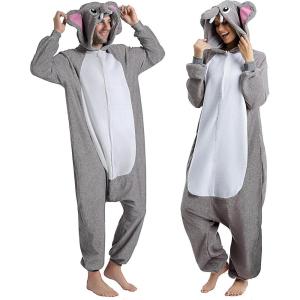 imageSpooktacular Creations Halloween Dalmatian Dragon Triceratop Unisex Pajama Adult Animal Costume Halloween Costume PartyGrey Elephant