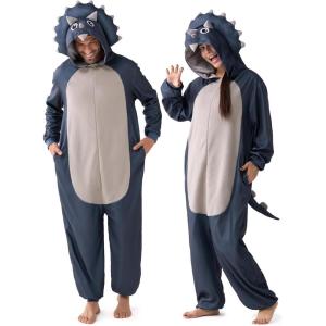 imageSpooktacular Creations Halloween Dalmatian Dragon Triceratop Unisex Pajama Adult Animal Costume Halloween Costume PartyGrey Triceratops