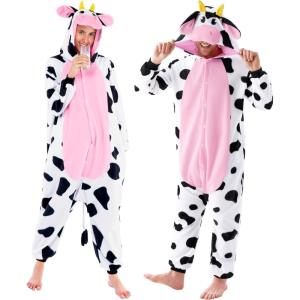 imageSpooktacular Creations Halloween Dalmatian Dragon Triceratop Unisex Pajama Adult Animal Costume Halloween Costume PartyPink Cow