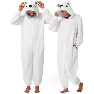 imageSpooktacular Creations Halloween Dalmatian Dragon Triceratop Unisex Pajama Adult Animal Costume Halloween Costume PartyWhite Polar Bear