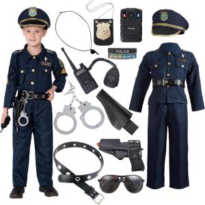 imageJOYIN Toy Halloween Toddler Police Costume Police Officer Costume for Boys Kids Cop Outfit for Halloween Pretend Roleplay