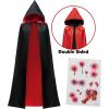 imageJOYIN Adult Unisex Vampire Costume Accessories Halloween Vampire Cape with Reversible Hooded Cape Cloak and Tattoo ScarBlack Red