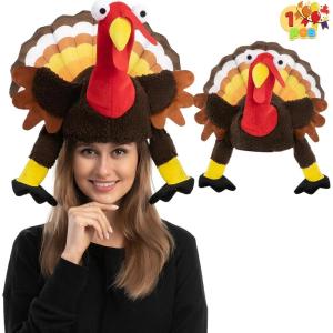 imageJOYIN 1 PC Thanksgiving Turkey Brown Hat Wings Moving for Trot Dress Up Party Role Play Carnival Cosplay Turkey Funny Hat for Thanksgiving Christmas Decor Halloween Costume Accessories
