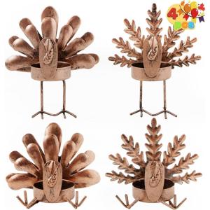 imageJOYIN 4 Pcs Thanksgiving Turkey Tea Light Candle Holders Fall Centerpiece Home Decor Table Kitchen Autumn Decorations
