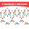 imageJOYIN 12PCS Christmas Light Up Headband and Necklace with 6 Flashing Modes LED Christmas Lights Bulb Necklace Headband for Kids Women Men Xmas Party Supplies Accessories