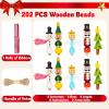 imageJOYIN 202 Pcs Christmas Wooden Beads Craft Kit DIY Wood Bead Printed Ornaments Make Snowman Santa Claus Angel Nutcracker Tree for Christmas Hanging Decoration Holiday Xmas Art Activities for Kids