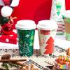 imageJOYIN 24 PCS Christmas Disposable Paper Cups 16 oz Merry Christmas Party Cups With Sleeves and Lids 8 Designs Xmas Coffee Drinkware Beverages Tableware Holiday Supplies Favors
