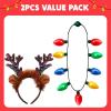 imageJOYIN 2PCS Christmas LED Necklace and Reindeer Headband Light Up Necklace with 9 Bulbs Christmas Headwear and Holiday Parties Xmas Costume Accessories Party FavorsReindeer