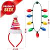 imageJOYIN 2PCS Christmas LED Necklace and Reindeer Headband Light Up Necklace with 9 Bulbs Christmas Headwear and Holiday Parties Xmas Costume Accessories Party FavorsElf