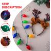 imageJOYIN 2PCS Christmas LED Necklace and Reindeer Headband Light Up Necklace with 9 Bulbs Christmas Headwear and Holiday Parties Xmas Costume Accessories Party FavorsReindeer