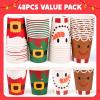 imageJOYIN 48 PCS Merry Christmas Disposable Cups 4 Designs Xmas Drinkware 9 oz Paper Cup Snowflake Santa Elk Christmas Cups For Hot Chocolate Coffee Cold Beverage Holiday Tableware Supplies FavorsBright