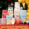 imageJOYIN 48 PCS Merry Christmas Disposable Cups 4 Designs Xmas Drinkware 9 oz Paper Cup Snowflake Santa Elk Christmas Cups For Hot Chocolate Coffee Cold Beverage Holiday Tableware Supplies FavorsClassical