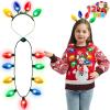 imageJOYIN 6 Pcs Christmas Light Up Headband and Necklace with 6 Flashing Modes LED Christmas Bulb Lights Necklace Headband for Kids Women Men Xmas Party Supplies Accessories