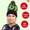 imageJOYIN Christmas Lightup Knitted Beanie Cap Ugly Sweater LED Hat Beanie with 6 Flashing Modes Funny Hat for Women Men Christmas Accessories Party Supplies Unisex Winter Black