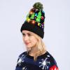 imageJOYIN Christmas Lightup Knitted Beanie Cap Ugly Sweater LED Hat Beanie with 6 Flashing Modes Funny Hat for Women Men Christmas Accessories Party Supplies Unisex Winter Black