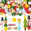 imageJOYIN 202 Pcs Christmas Wooden Beads Craft Kit DIY Wood Bead Printed Ornaments Make Snowman Santa Claus Angel Nutcracker Tree for Christmas Hanging Decoration Holiday Xmas Art Activities for Kids