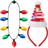 imageJOYIN 2PCS Christmas LED Necklace and Reindeer Headband Light Up Necklace with 9 Bulbs Christmas Headwear and Holiday Parties Xmas Costume Accessories Party FavorsElf