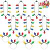 imageJOYIN 2PCS Christmas Light Up Headband and Necklace with 6 Flashing Modes LED Christmas Lights Bulb Necklace Headband for Kids Women Men Xmas Party Supplies Accessories