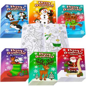 imageJOYIN 48 Pcs Christmas Coloring Book Bulk in 6 Covers Xmas Mini Coloring Books for Kids with Snowman Santa Reindeer Make Your Own Craft for Kids School Activities Party SuppliesAge 8
