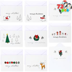 imageJOYIN 72 PCS Christmas Greeting Cards with Envelopes Bulk in 8 White Designs 625 x 46quot for Winter Xmas Season Present Giving Wintertime Cards