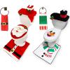 imageJOYIN 2 Set 5 Pieces Christmas Theme Bathroom Decoration Set wToilet Seat Cover Rugs Tank Cover Toilet Paper Box Cover and Santa Towel for Xmas Indoor Dcor Party Favors Santa ampamp Snowman
