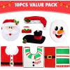 imageJOYIN 2 Set 5 Pieces Christmas Theme Bathroom Decoration Set wToilet Seat Cover Rugs Tank Cover Toilet Paper Box Cover and Santa Towel for Xmas Indoor Dcor Party Favors Santa ampamp Snowman