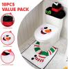 imageJOYIN 2 Set 5 Pieces Christmas Theme Bathroom Decoration Set wToilet Seat Cover Rugs Tank Cover Toilet Paper Box Cover and Santa Towel for Xmas Indoor Dcor Party Favors Santa ampamp Snowman