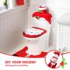 imageJOYIN 2 Set 5 Pieces Christmas Theme Bathroom Decoration Set wToilet Seat Cover Rugs Tank Cover Toilet Paper Box Cover and Santa Towel for Xmas Indoor Dcor Party Favors Santa ampamp Snowman