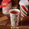 imageJOYIN 24 PCS Merry Christmas Disposable Paper Cups with Sleeves and Lids 6 Designs Xmas Drinkware 16 oz Snowflake Santa Elk Cups for Hot Coffee Cold Beverage Holiday Tableware Supplies FavorsSanta