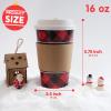 imageJOYIN 24 PCS Merry Christmas Disposable Paper Cups with Sleeves and Lids 6 Designs Xmas Drinkware 16 oz Snowflake Santa Elk Cups for Hot Coffee Cold Beverage Holiday Tableware Supplies FavorsElegant