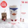 imageJOYIN 24 PCS Merry Christmas Disposable Paper Cups with Sleeves and Lids 6 Designs Xmas Drinkware 16 oz Snowflake Santa Elk Cups for Hot Coffee Cold Beverage Holiday Tableware Supplies FavorsCute