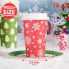 imageJOYIN 48 Pcs 16 oz Christmas Disposable Cups with Sleeves and Lids 6 Designs Xmas Drinking Paper Cup For Hot Chocolate Coffee Cold Beverage Holiday Tableware Winter Party Supplies FavorsVintage