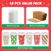 imageJOYIN 48 Pcs 16 oz Christmas Disposable Cups with Sleeves and Lids 6 Designs Xmas Drinking Paper Cup For Hot Chocolate Coffee Cold Beverage Holiday Tableware Winter Party Supplies FavorsVintage
