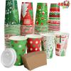 imageJOYIN 48 Pcs 16 oz Christmas Disposable Cups with Sleeves and Lids 6 Designs Xmas Drinking Paper Cup For Hot Chocolate Coffee Cold Beverage Holiday Tableware Winter Party Supplies FavorsClassical