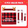 imageJOYIN 5 Pieces Christmas Fridge Handle Covers for Kitchen Refrigerator Microwave Oven Dishwasher Decoration Appliance Xmas Santa Indoor Decor Party Favor Supplies Washable Holiday Door Dcor