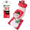 imageJOYIN 5 Pieces Christmas Snowman Bathroom Decoration Set with Toilet Seat Cover Rugs Tank Cover Toilet Paper Box Cover and Santa Towel Xmas Party Accessories for Indoor Dcor Party Favors