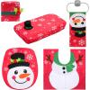 imageJOYIN 5 Pieces Christmas Snowman Bathroom Decoration Set with Toilet Seat Cover Rugs Tank Cover Toilet Paper Box Cover and Santa Towel Xmas Party Accessories for Indoor Dcor Party Favors