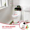 imageJOYIN 5 Pieces Christmas Theme Bathroom Decoration Set wToilet Seat Cover Rugs Tank Cover Toilet Paper Box Cover and Santa Towel for Xmas Indoor Dcor Party Favors ReindeerSnowman