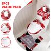 imageJOYIN 5 Pieces Christmas Theme Bathroom Decoration Set wToilet Seat Cover Rugs Tank Cover Toilet Paper Box Cover and Santa Towel for Xmas Indoor Dcor Party Favors ReindeerGnome